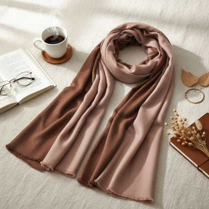 Ombre Scarf - reversible in Fine Wool Blend in Three Colour Options - Vliving