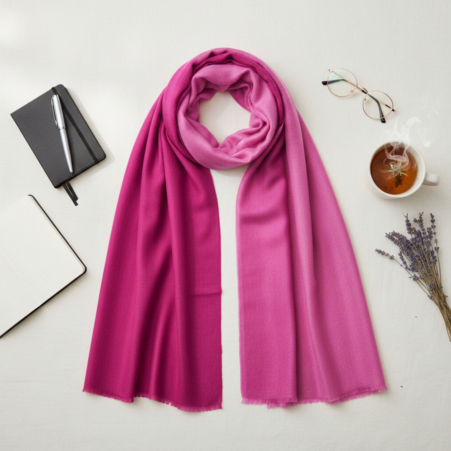 Ombre Scarf - reversible in Fine Wool Blend in Three Colour Options - Vliving