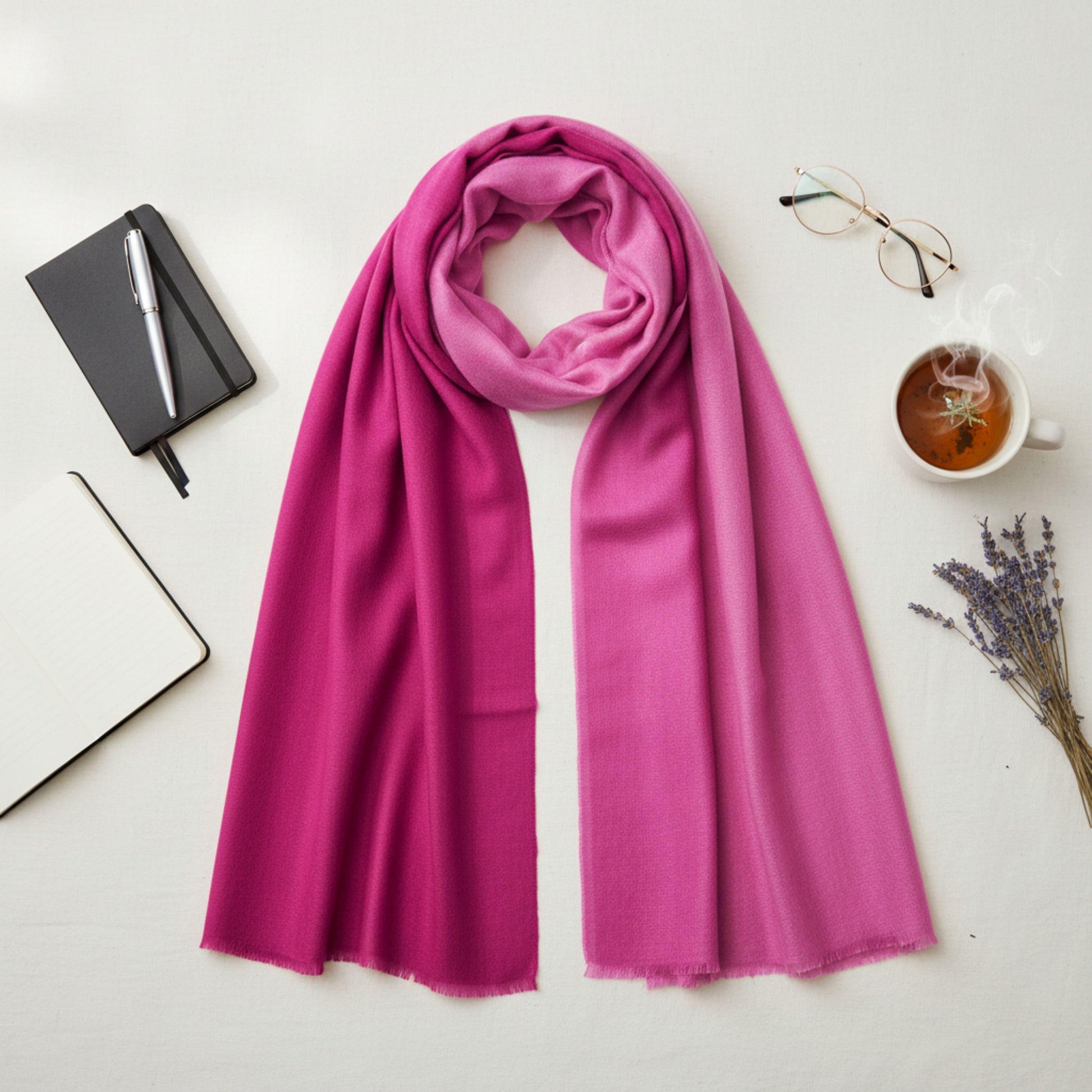 Ombre Scarf - reversible in Fine Wool Blend in Three Colour Options - Vliving