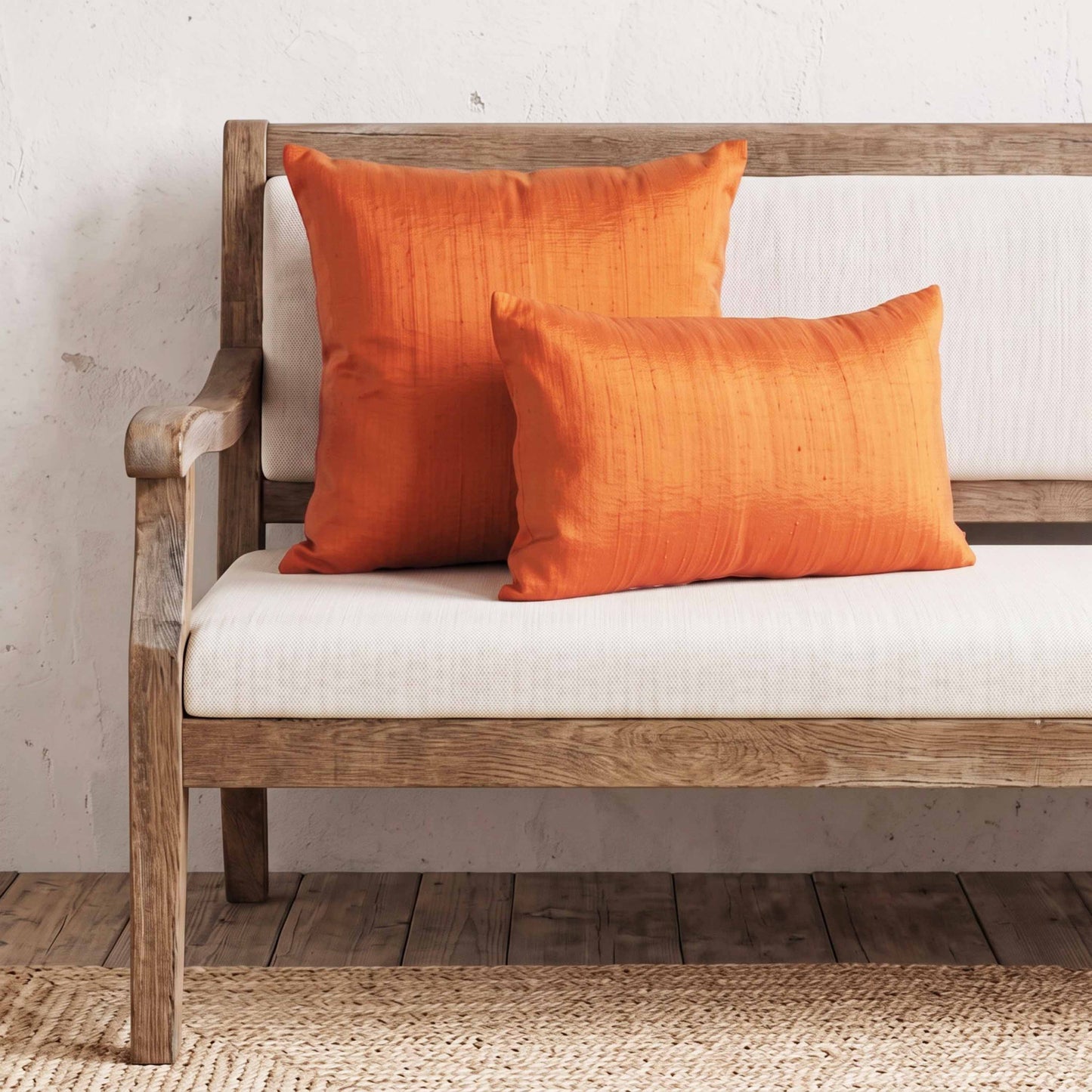 Tangerine Pure Dupioni Silk Cushion Cover | Reversible | Concealed Zip | 3 Sizes