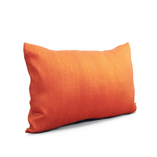 Tangerine solid pure silk pillow cover, sizes available