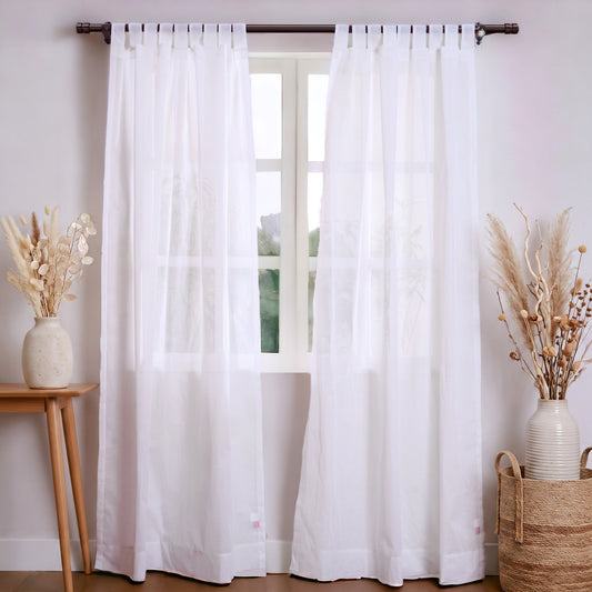 White Sheer Cotton Organdy Curtain | Window Panel | 3 Sizes & 4 Hanging Styles