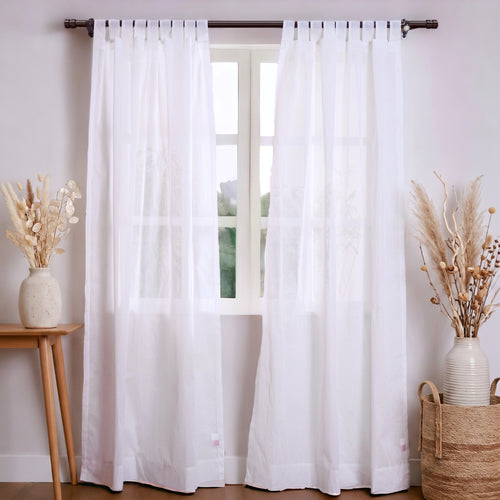 White Sheer Cotton Organdy Curtain | Window Panel | 3 Sizes & 4 Hanging Styles