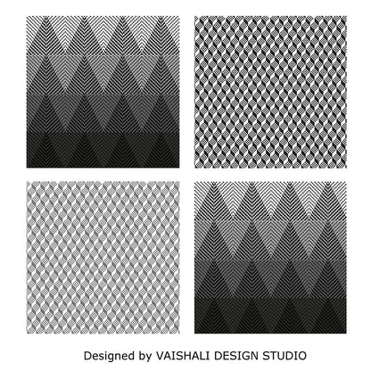 Woven texture, black &amp; white printable coasters, set of 4 designs, 3.8"X3.8"
