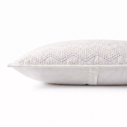 White Kantha Quilt | Chevron Pattern Quilting | Quilt Set, Quilt or Pillow Case