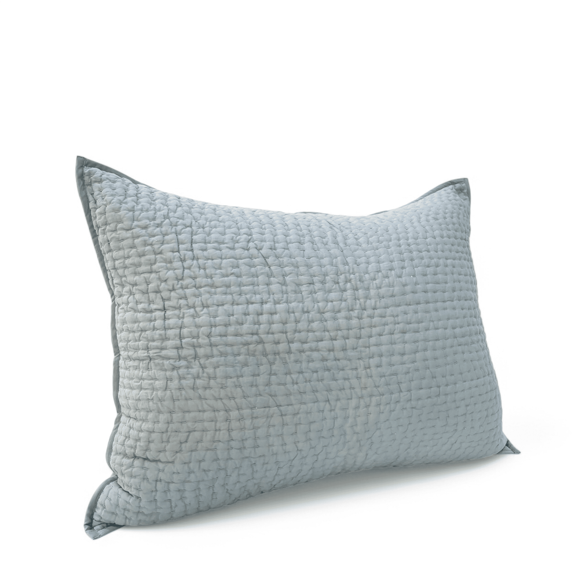 DUCK EGG colour Kantha cotton Quilted pillow cases, Sizes available