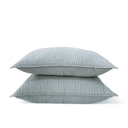 DUCK EGG colour Kantha cotton Quilted pillow cases, Sizes available