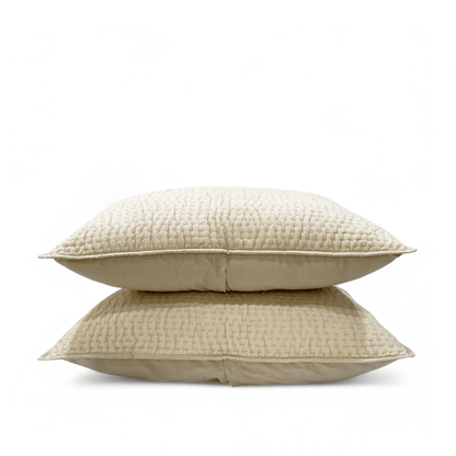 SANDSTONE colour handmade Kantha cotton Quilted pillow cases, Sizes available
