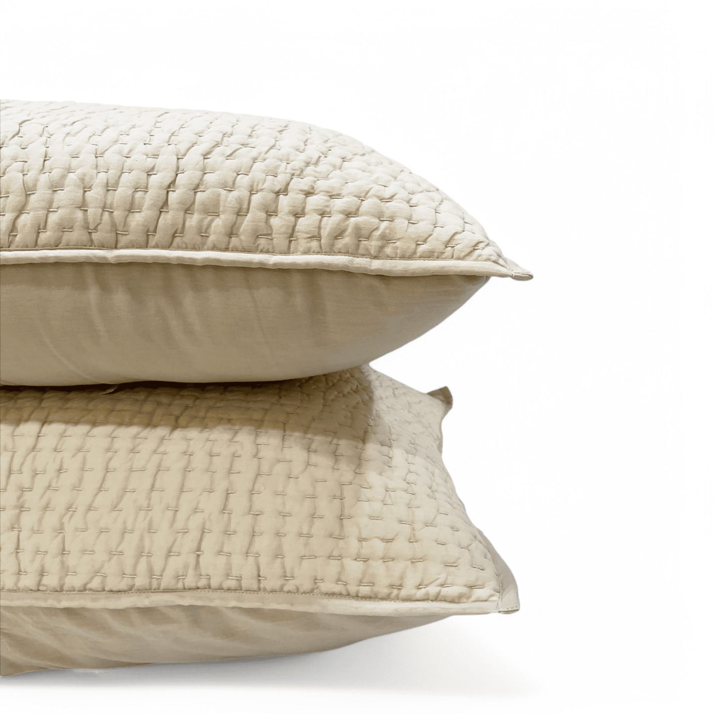 SANDSTONE colour handmade Kantha cotton Quilted pillow cases, Sizes available