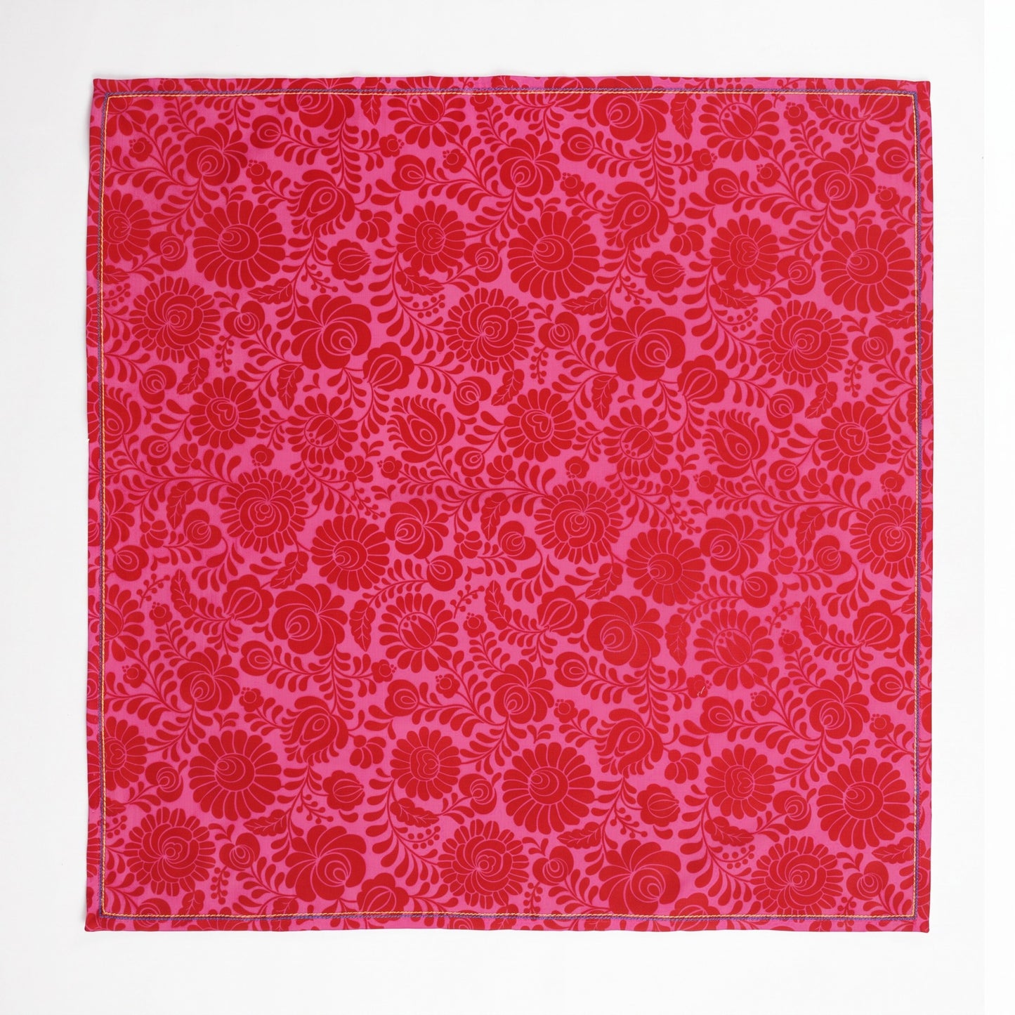 Matyo Hot Pink Floral Print Cotton Table Napkin | Set of 4 or 6 | 18 × 18 inches