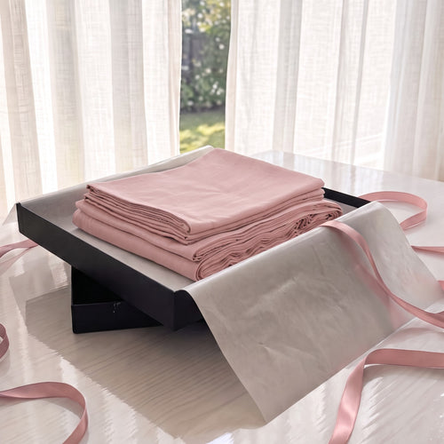 Old Rose 300TC Cotton Satin Sheet Set — Premium Gift Box | VLiving