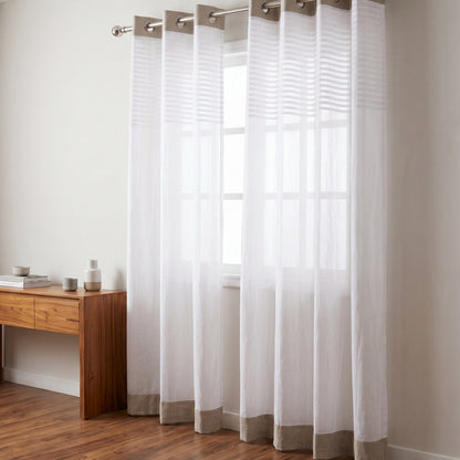 Linen & Pleated Organdy Curtain Panel | Pin Tuck Detail | 4 Hanging Styles | 52 × 63 & 52 × 84 inches - Vliving