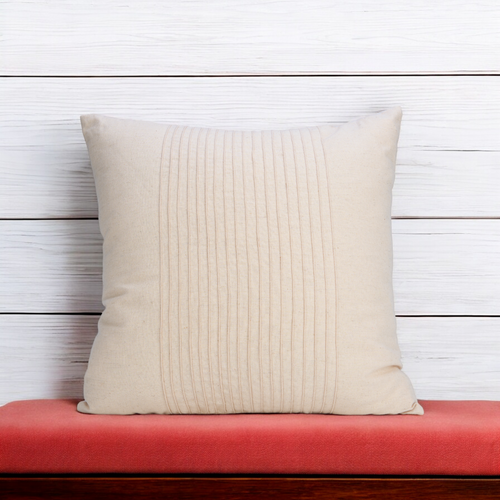 AMOUR - Solid Beige Linen Pillow cover with pin tucks, sizes available