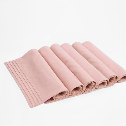 AMOUR - Solid Blush linen cotton Placemat with pintuck border, 13X19 inches