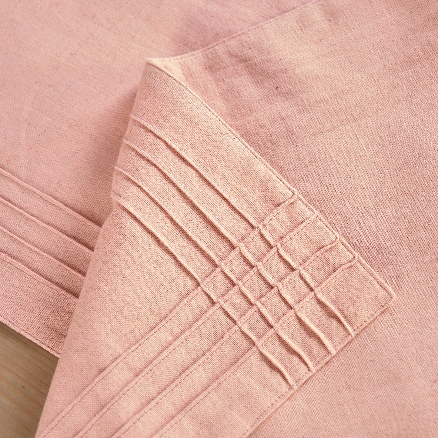 AMOUR - Solid Blush linen cotton table runner with pintuck border, sizes available