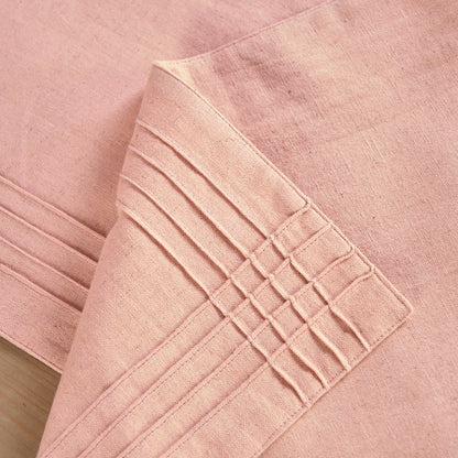 AMOUR - Solid Blush linen cotton table runner with pintuck border, sizes available