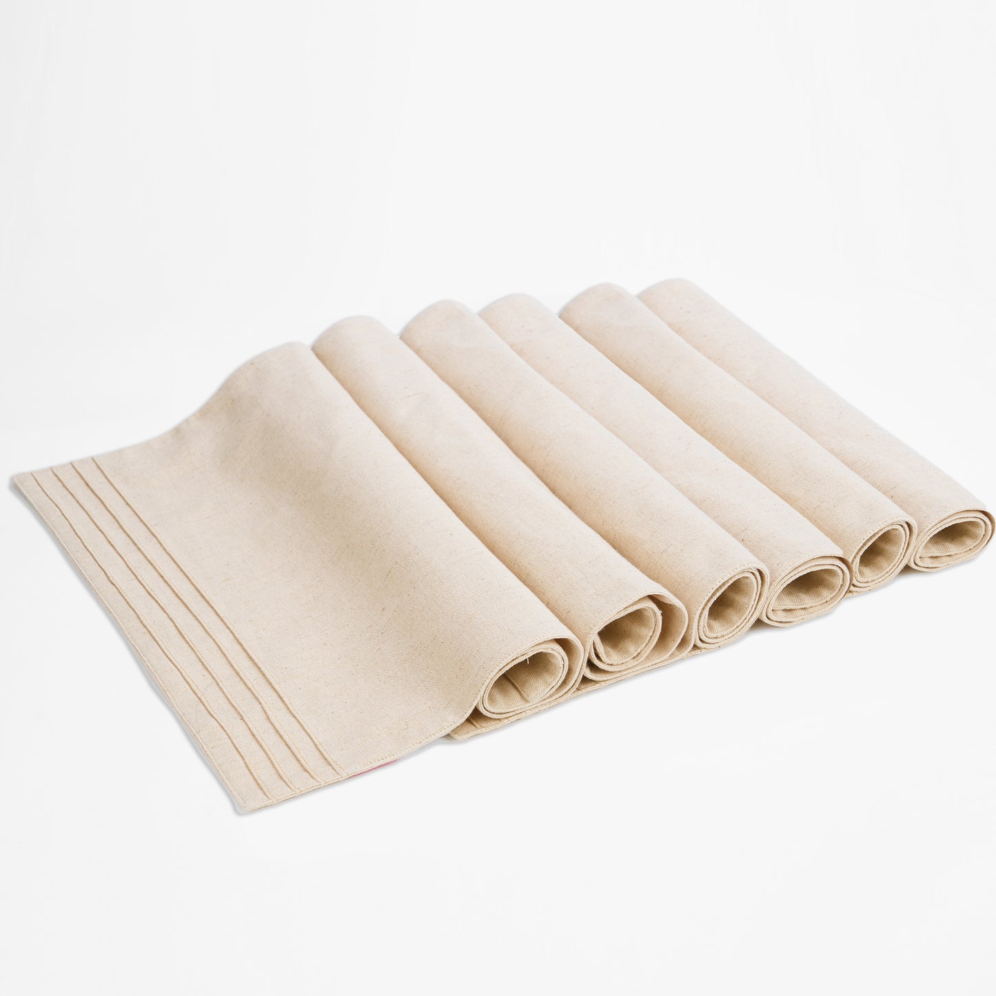 AMOUR - Solid Beige linen cotton Placemat with pintuck border, 13X19 inches