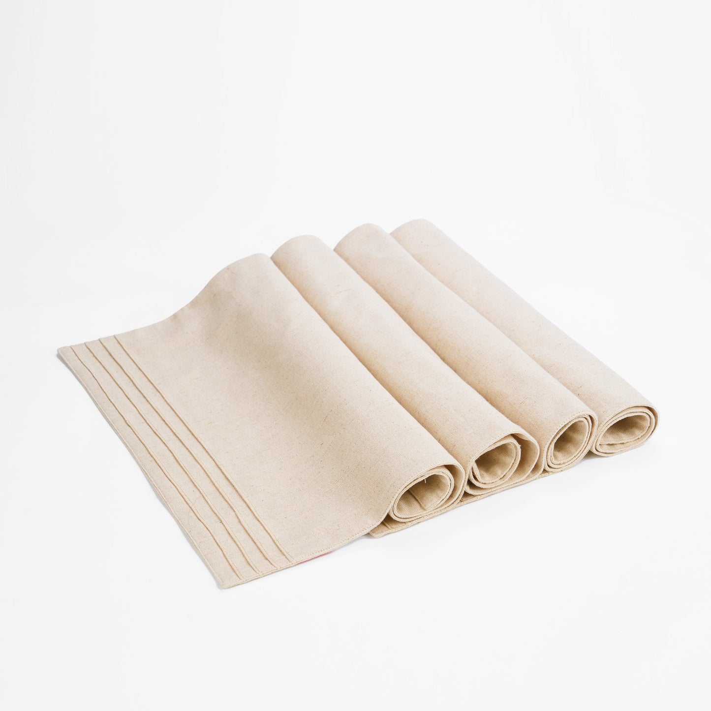 AMOUR - Solid Beige linen cotton Placemat with pintuck border, 13X19 inches