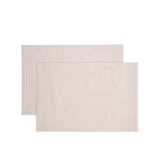 AMOUR - Solid Beige linen cotton Placemat with pintuck border, 13X19 inches