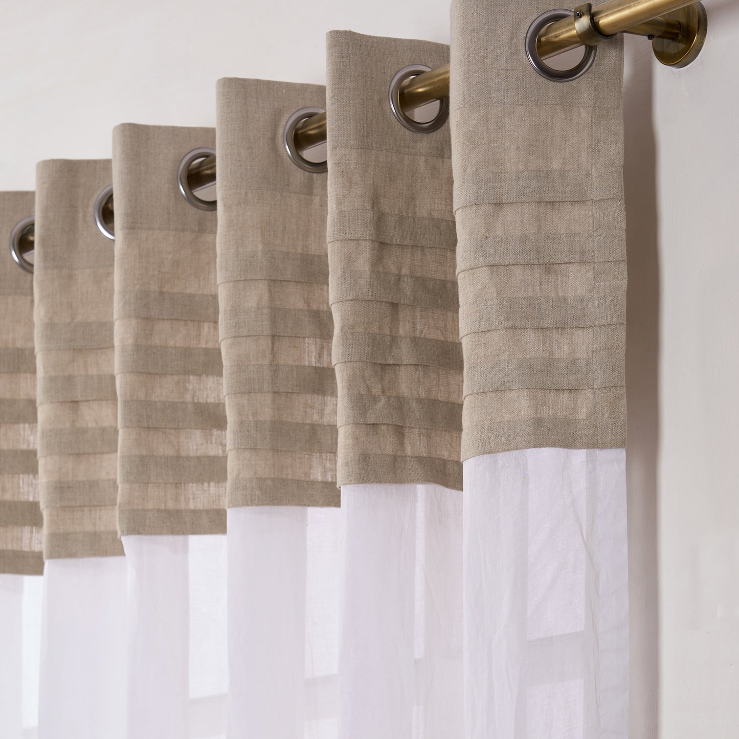 LINEN & ORGANDY curtain - Linen pletes with organdy panel, sizes available