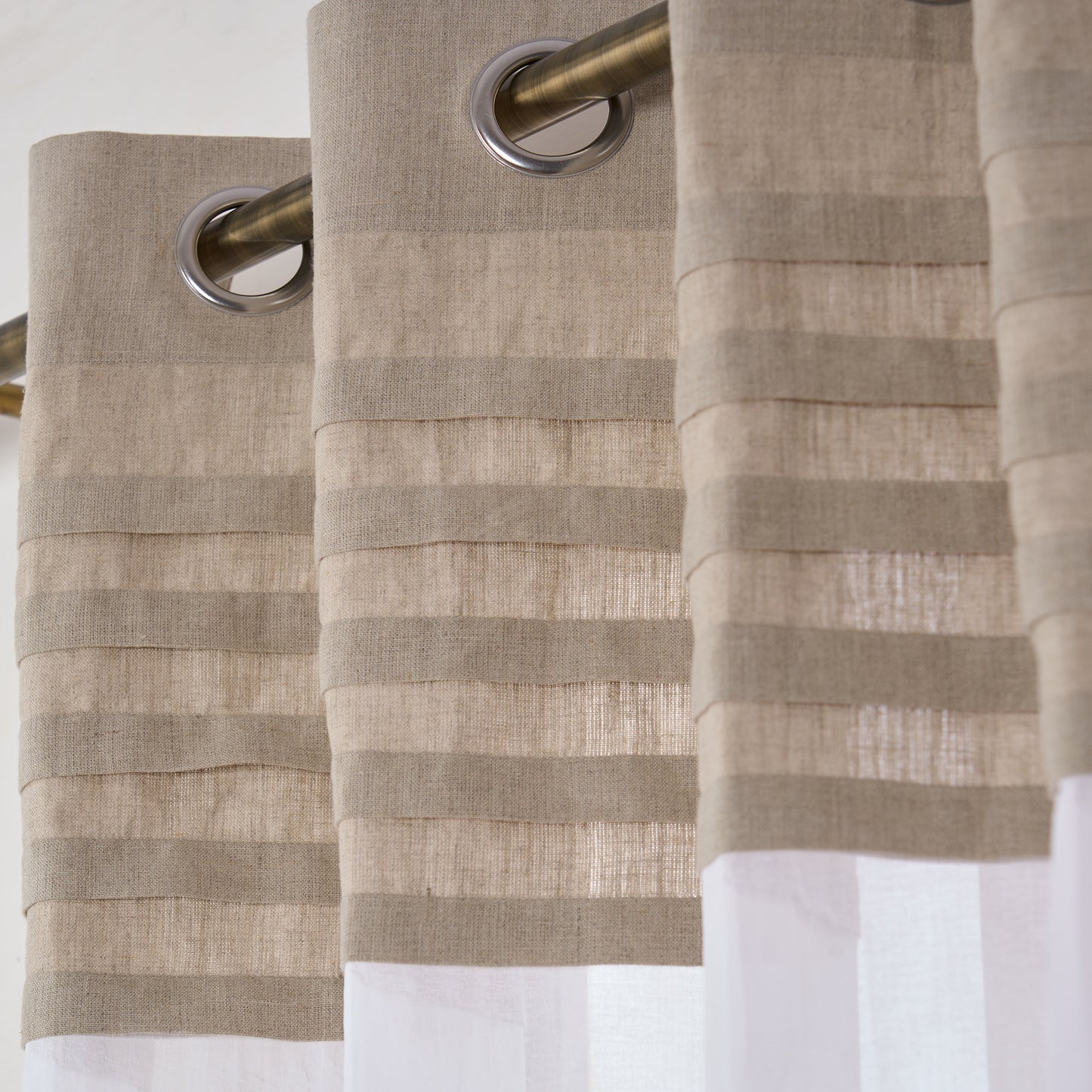 LINEN & ORGANDY curtain - Linen pletes with organdy panel, sizes available