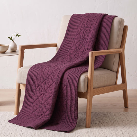 Plum Machine Quilted Cotton Throw Blanket | 50×60 Inches