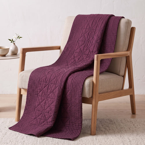 Plum Machine Quilted Cotton Throw Blanket | 50×60 Inches