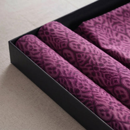 Ikat Table Linen Gift Pack | 3 Colours × 3 Combinations | Plum, Indigo & Beige | VLiving