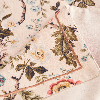 AMOUR - Beige linen cotton table runner, vintage rose print, sizes available