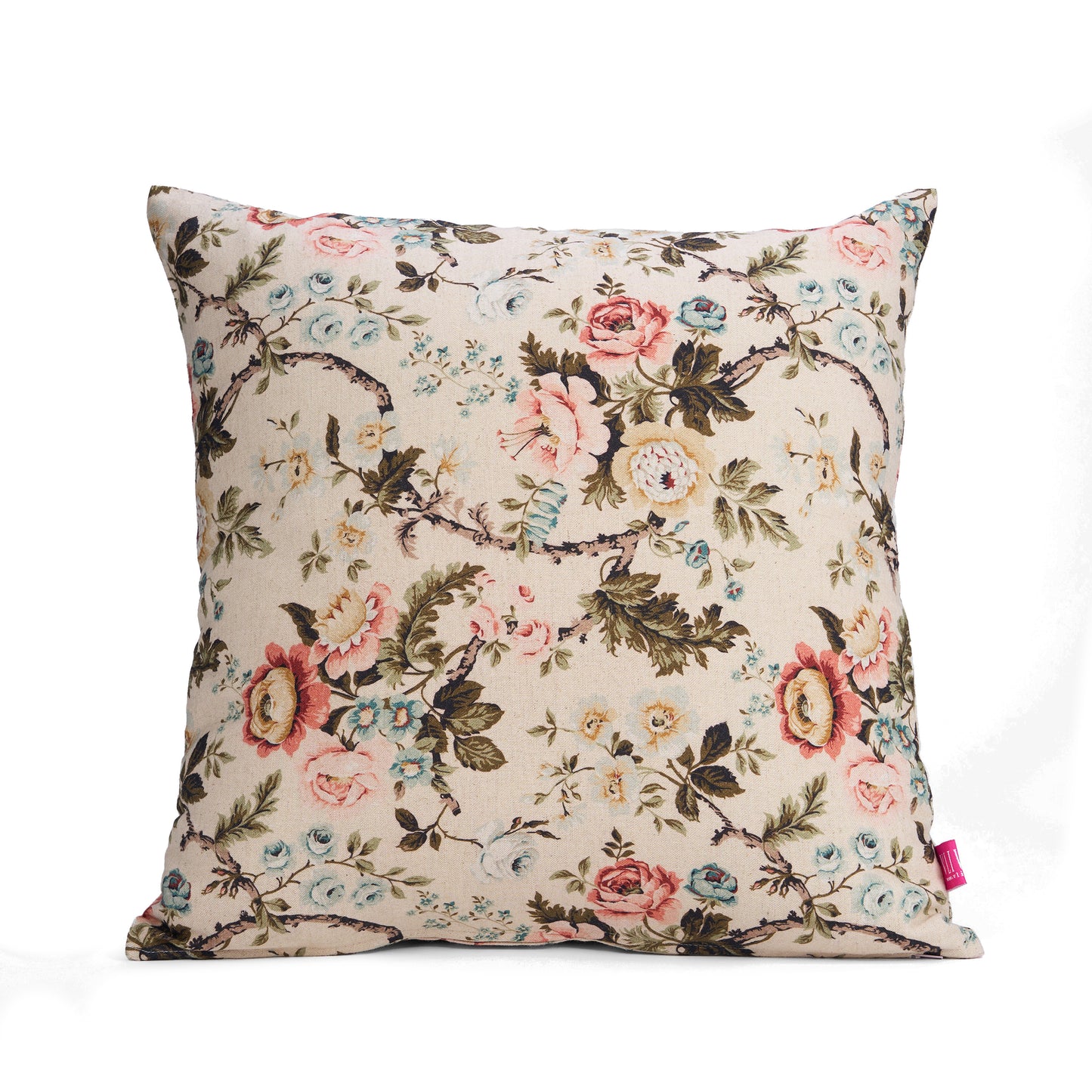 AMOUR - Beige Rose Print Linen Bed runner set - King / Queen / Twin Size