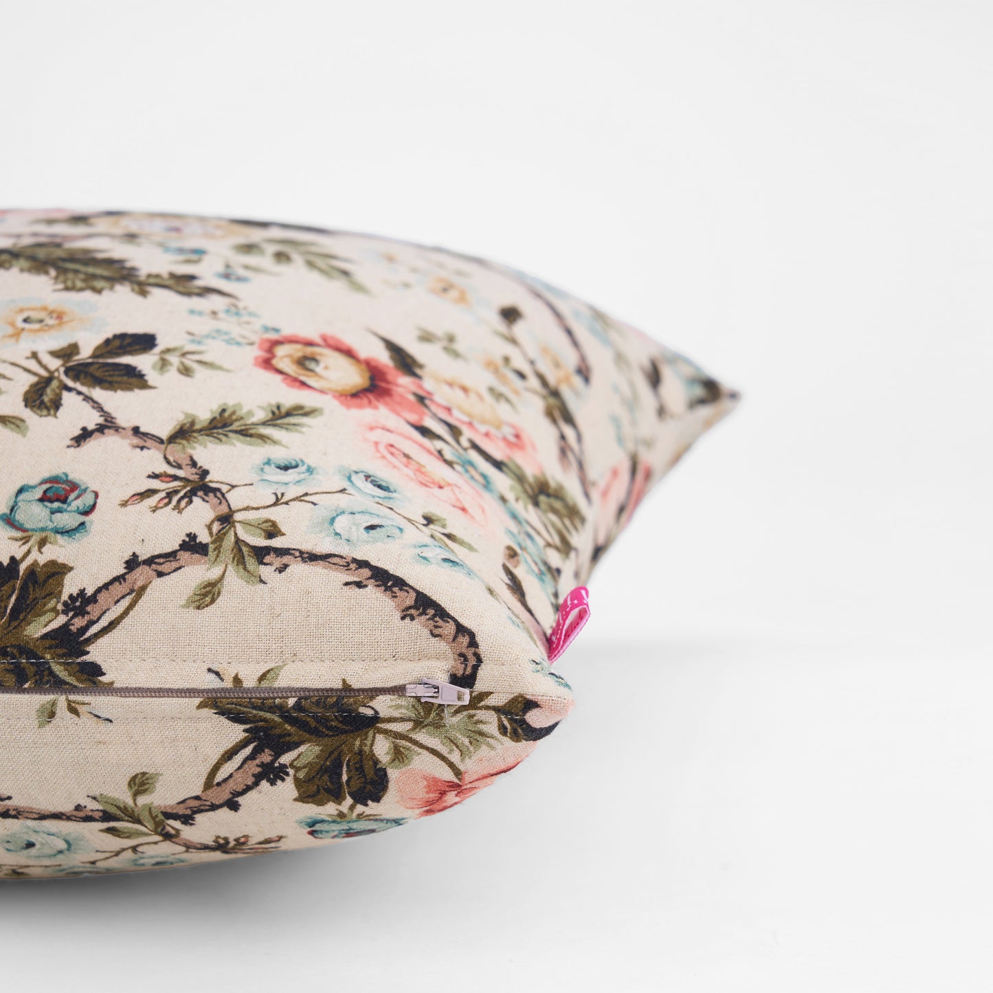 AMOUR - Beige Rose Print Linen Bed runner set - King / Queen / Twin Size