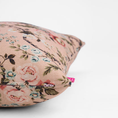 AMOUR - BLUSH Linen Pillow cover with vintage rose print, reversible, sizes available