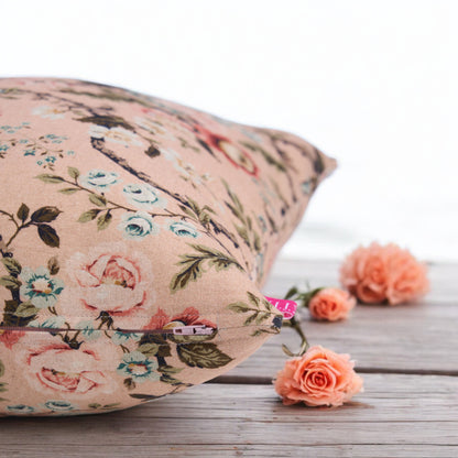 AMOUR - BLUSH Linen Pillow cover with vintage rose print, reversible, sizes available