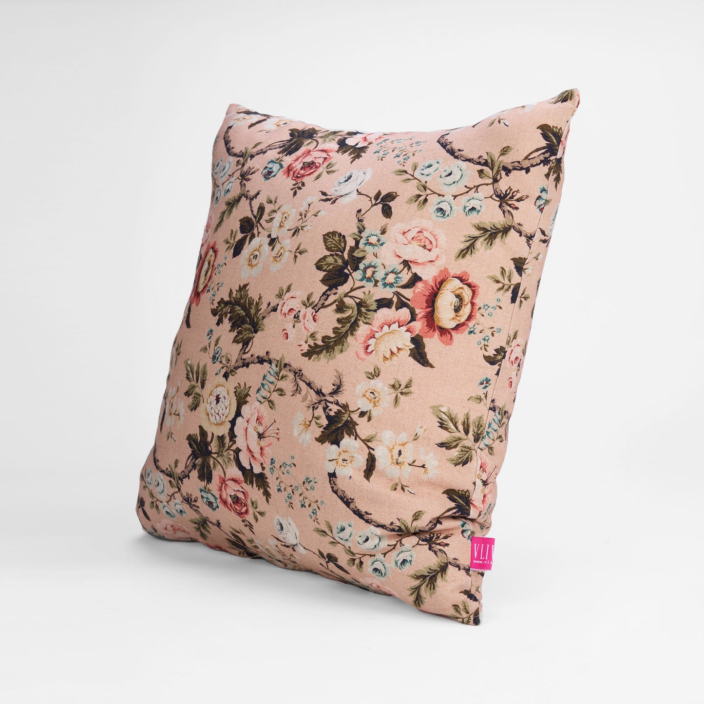 AMOUR - BLUSH Linen Pillow cover with vintage rose print, reversible, sizes available