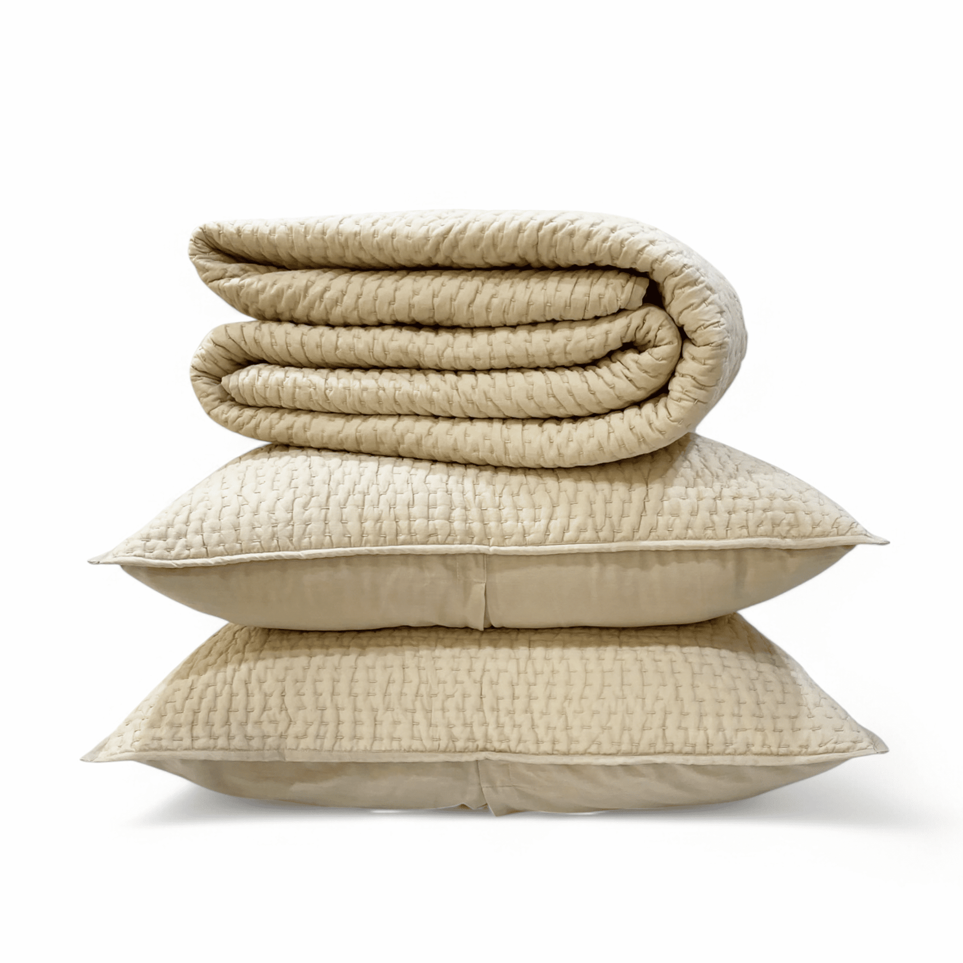 SANDSTONE colour handmade Kantha cotton Quilted bed set, Sizes available