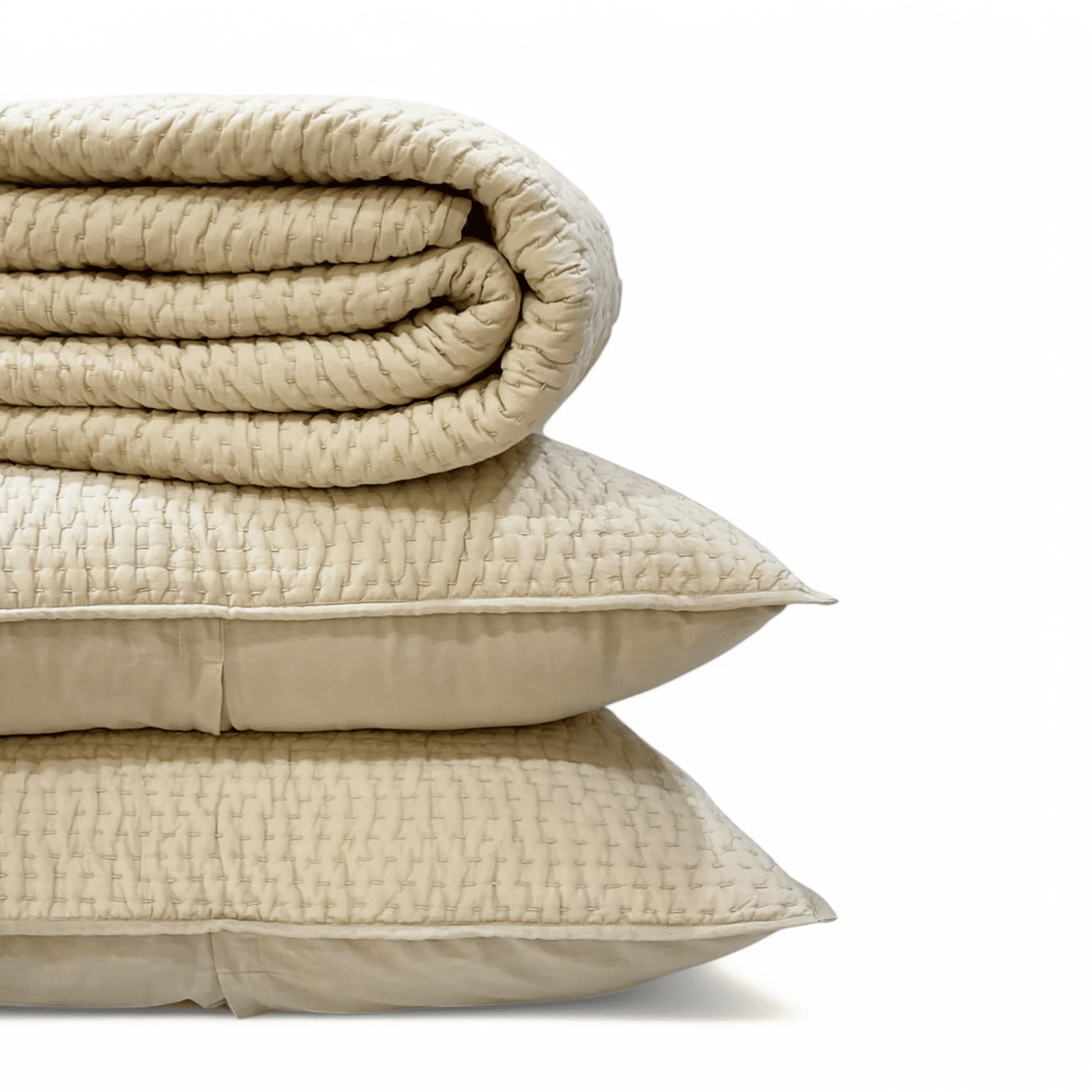 SANDSTONE colour handmade Kantha cotton Quilted bed set, Sizes available