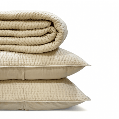 SANDSTONE colour handmade Kantha cotton Quilted bed set, Sizes available