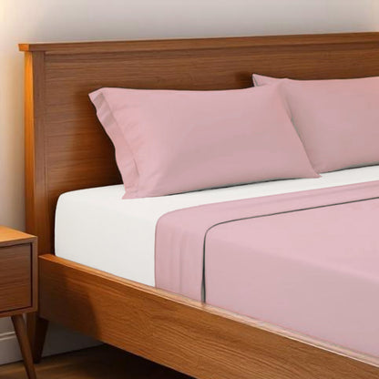 OLD ROSE 300TC flat sheet set, premium pure cotton satin - Vliving