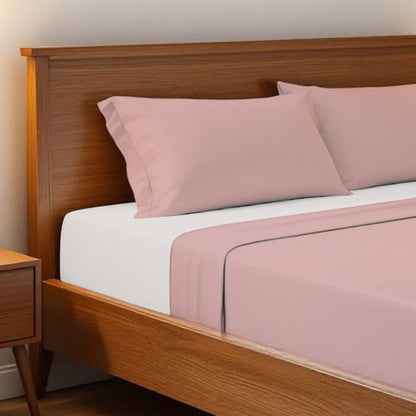 OLD ROSE 300TC flat sheet set, premium pure cotton satin