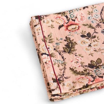 AMOUR - Blush rose print linen table cloth