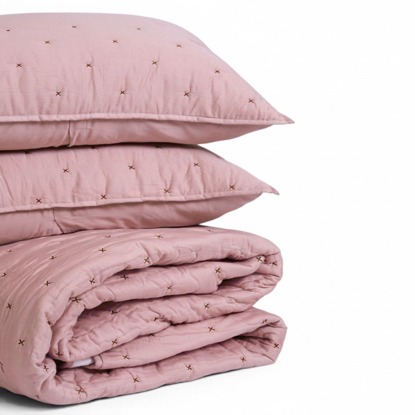 Old Rose 300TC Fine Cotton Quilted Bed Set – Diamond Pattern Tuck Quilting
