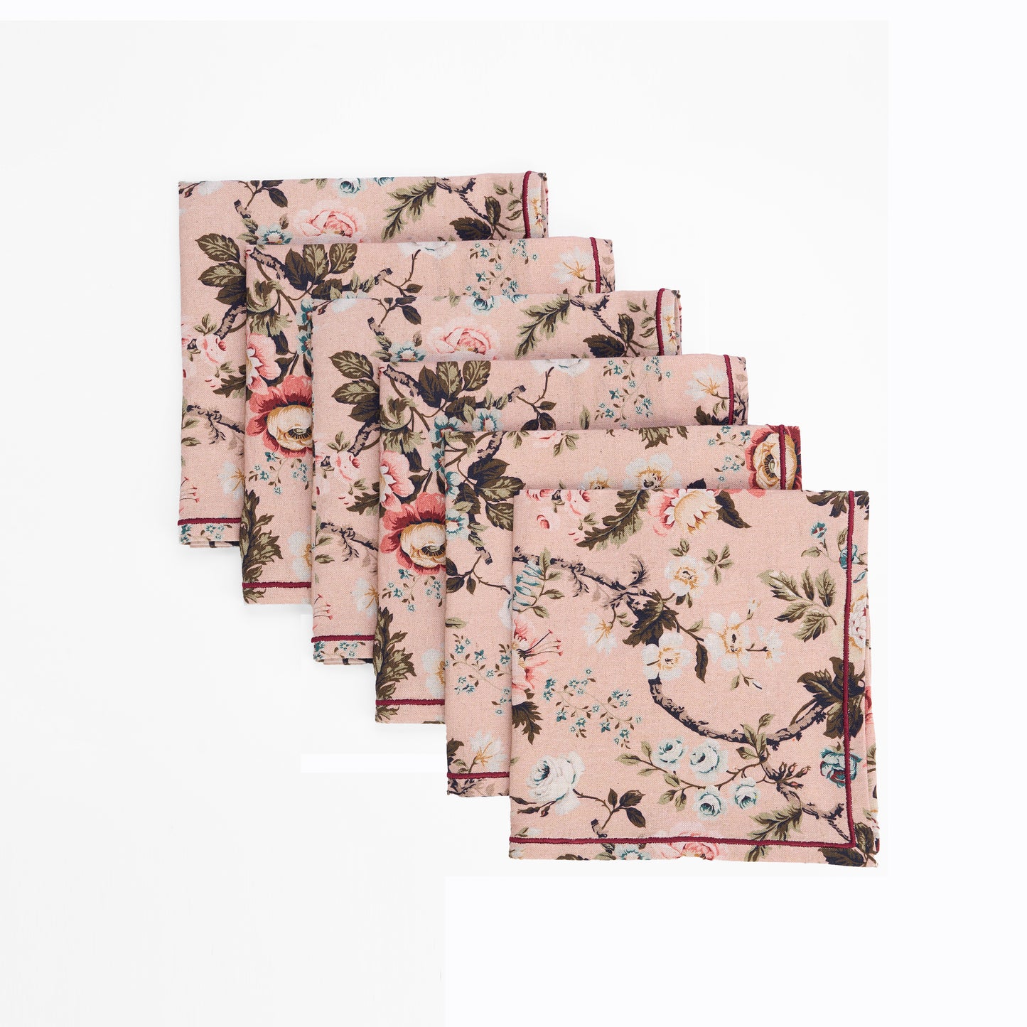 AMOUR BLUSH linen Table napkin, vintage rose print