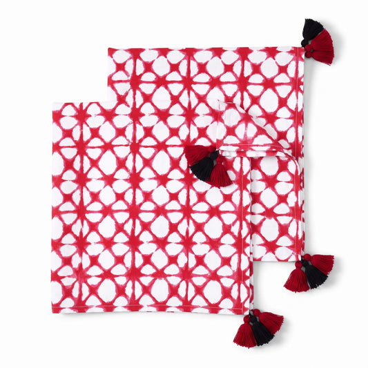 Prism Red Tie Dye Cotton Table Napkin | 18 × 18 inches | Set of 4 or 6