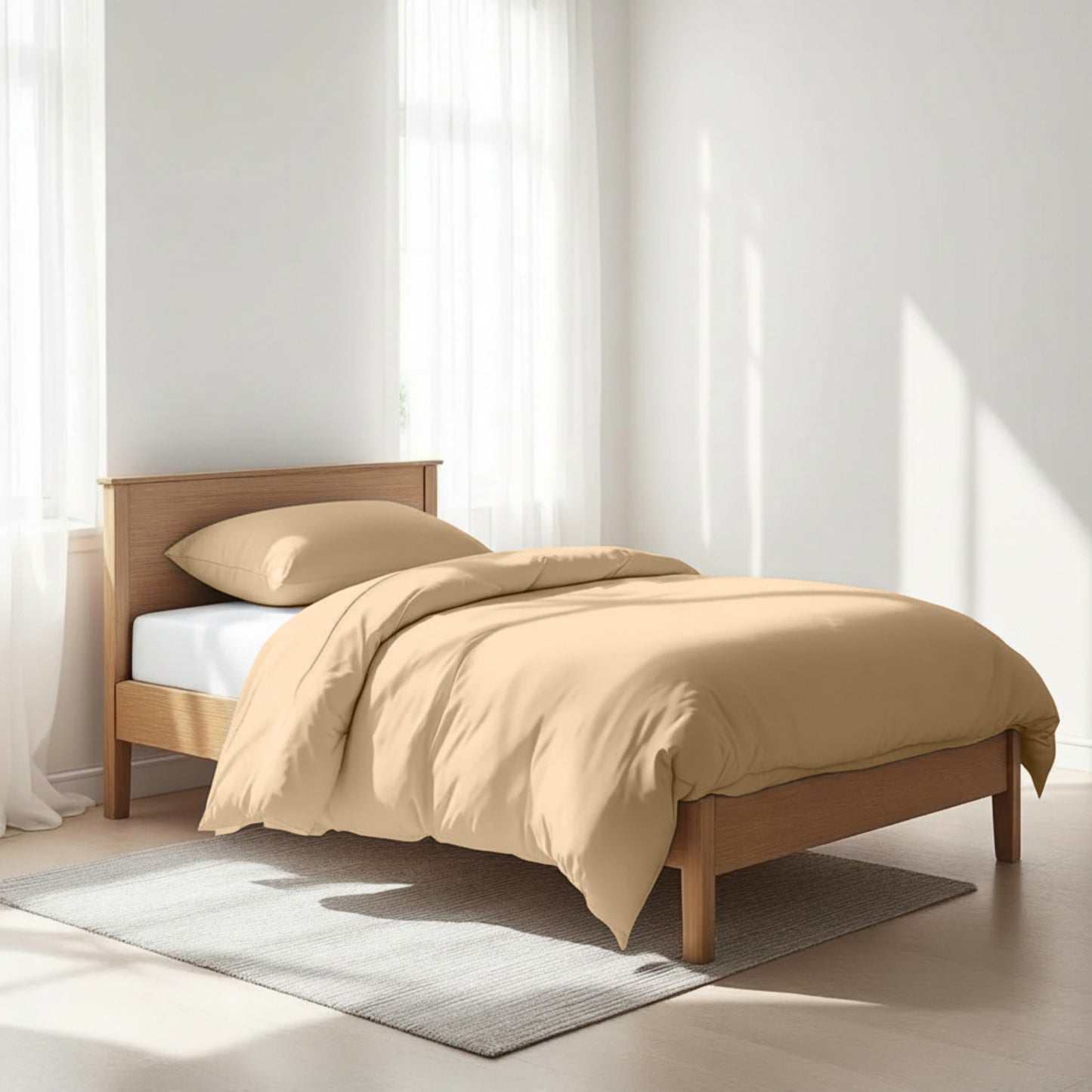 BEIGE - 300TC Duvet cover, premium cotton satin