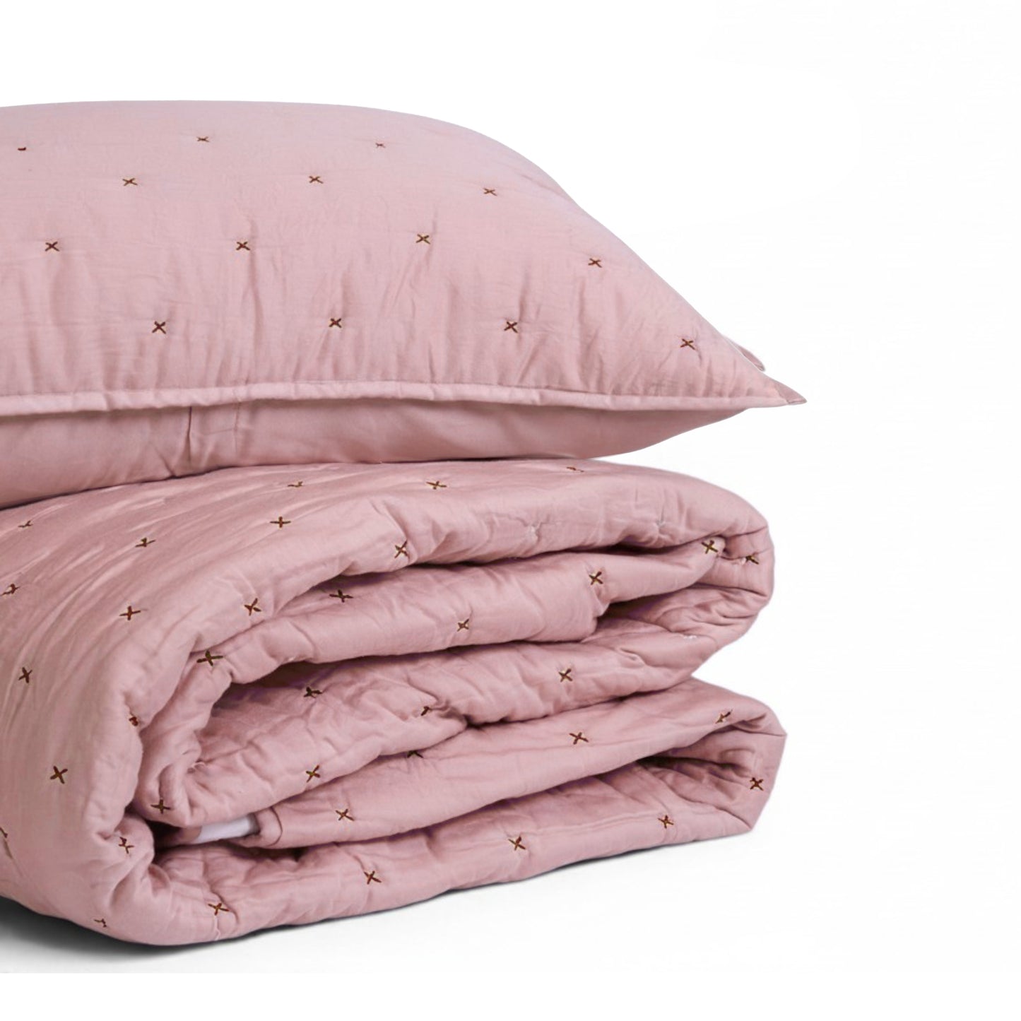 Old Rose 300TC Fine Cotton Quilted Bed Set – Diamond Pattern Tuck Quilting