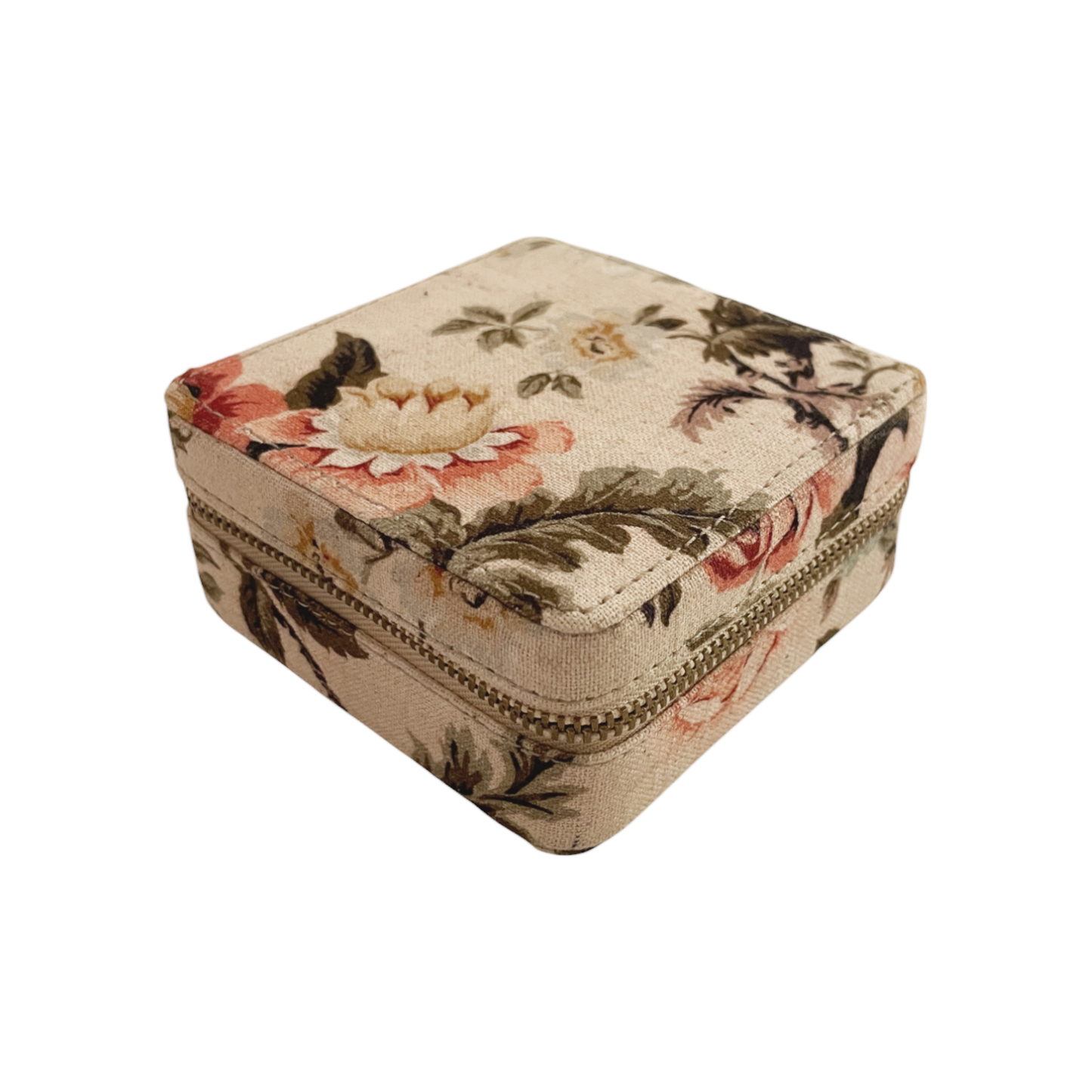 AMOUR BEIGE Vintage Rose print, Square box, travel kit bag, cosmetic box, toiletry box