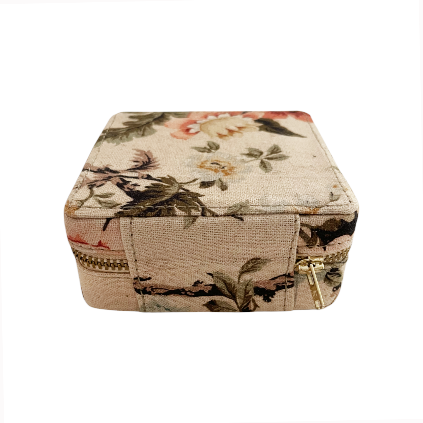 AMOUR BEIGE Vintage Rose print, Square box, travel kit bag, cosmetic box, toiletry box