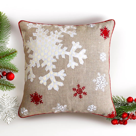 Christmas snowflake cushion cover, linen pillow cover - Vliving