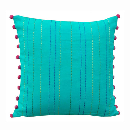 Stylized Floral Aqua - Embroidered Cushion Cover - Vliving