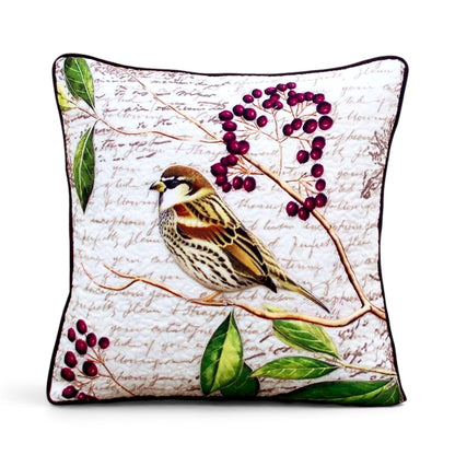 Sparrow with flower Cushion Cover - Vliving